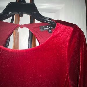 Velvet Red Slit Dress